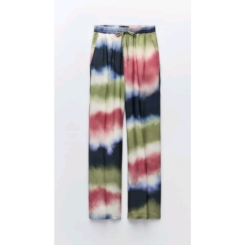 Zara Tie Dye Multicolor Pants Size L NWT, Inseam 30"